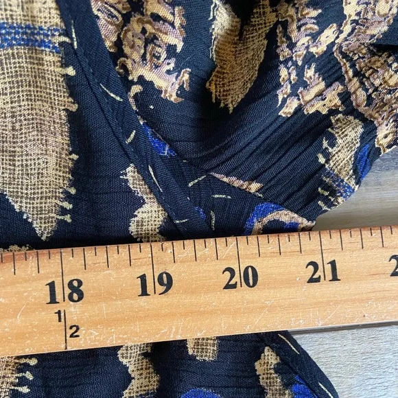 Carole Little 90s Pleated Maxi Dress Sz 12 Tribal Boho Whimsigoth V-Neck VTG USA - Picture 9 of 12